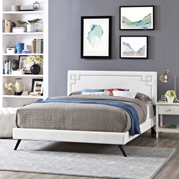 Ruthie Queen Vinyl Platform Bed With Round Splayed Legs By Modway - MOD-5930