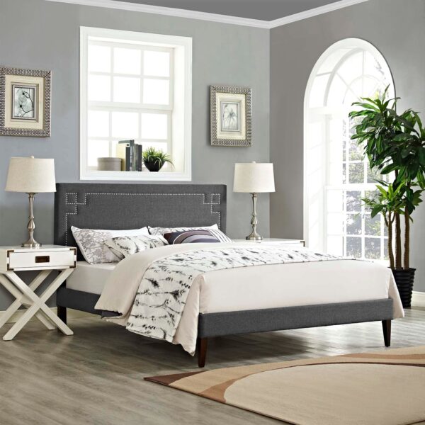 Ruthie Queen Fabric Platform Bed With Squared Tapered Legs By Modway - MOD-5939