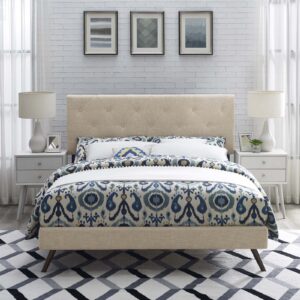 Tarah Full Fabric Platform Bed with Round Splayed Legs By Modway - MOD-5977