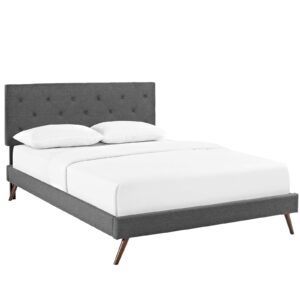 Tarah Queen Fabric Platform Bed with Round Splayed Legs By Modway - MOD-5979 - Gray