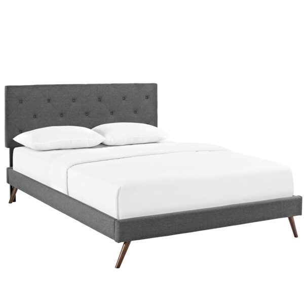 Tarah Queen Fabric Platform Bed with Round Splayed Legs By Modway - MOD-5979 - Gray