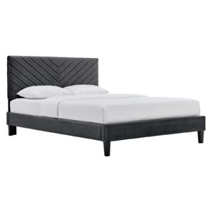 Roxanne Performance Velvet Queen Platform Bed By Modway - MOD-6285 - Charcoal