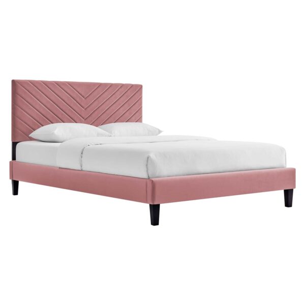 Roxanne Performance Velvet Queen Platform Bed By Modway - MOD-6285 - Dusty Rose