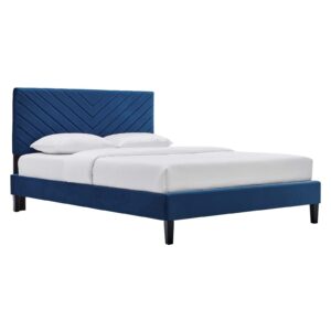Roxanne Performance Velvet Queen Platform Bed By Modway - MOD-6285 - Navy