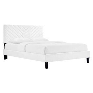Roxanne Performance Velvet Queen Platform Bed By Modway - MOD-6285 - White