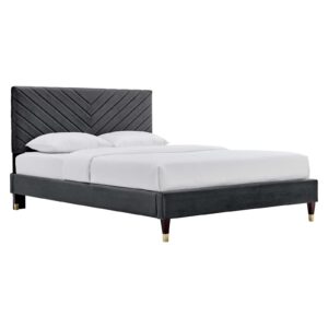 Roxanne Performance Velvet Queen Platform Bed By Modway - MOD-6286 - Charcoal