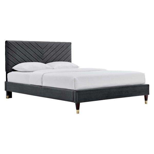 Roxanne Performance Velvet Queen Platform Bed By Modway - MOD-6286 - Charcoal