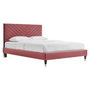 Roxanne Performance Velvet Queen Platform Bed By Modway - MOD-6286 - Dusty Rose