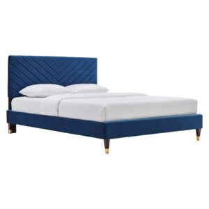 Roxanne Performance Velvet Queen Platform Bed By Modway - MOD-6286 - Navy