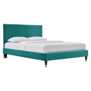 Roxanne Performance Velvet Queen Platform Bed By Modway - MOD-6286 - Teal