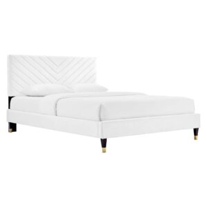 Roxanne Performance Velvet Queen Platform Bed By Modway - MOD-6286 - White