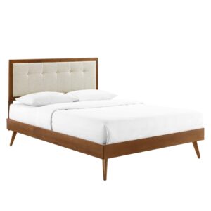 Willow Full Wood Platform Bed With Splayed Legs By Modway - MOD-6637 - Walnut Beige