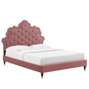 Sasha Button-Tufted Performance Velvet Full Bed By Modway - MOD-6807 - Dusty Rose