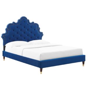 Sasha Button-Tufted Performance Velvet Full Bed By Modway - MOD-6807 - Navy
