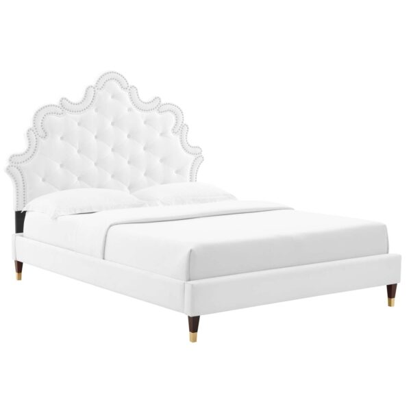 Sasha Button-Tufted Performance Velvet Queen Bed By Modway - MOD-6822 - White