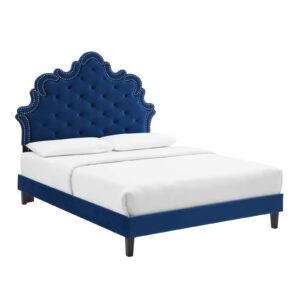 Sasha Button-Tufted Performance Velvet Queen Bed By Modway - MOD-6827 - Navy