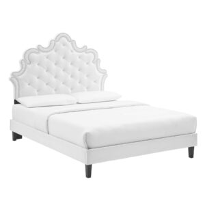 Sasha Button-Tufted Performance Velvet Queen Bed By Modway - MOD-6827 - White