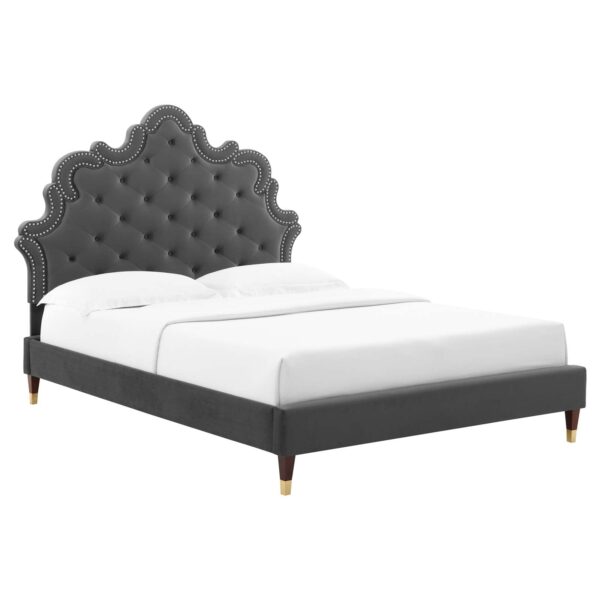 Sasha Button-Tufted Performance Velvet King Bed By Modway - MOD-6837 - Charcoal