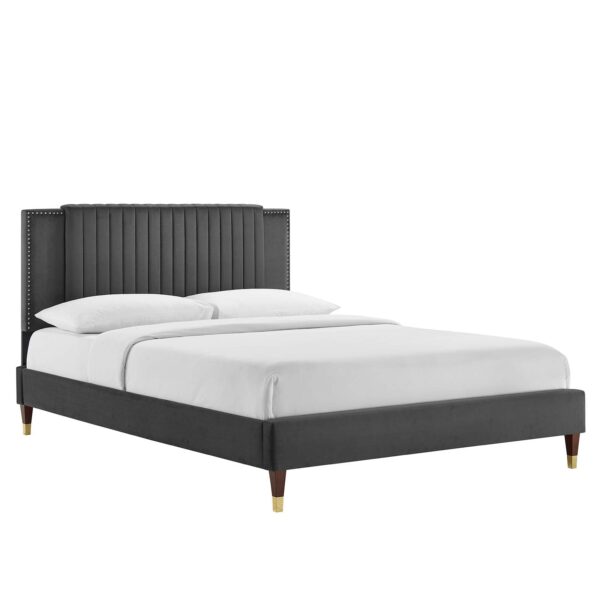 Zahra Channel Tufted Performance Velvet Queen Platform Bed By Modway - MOD-6970 - Charcoal