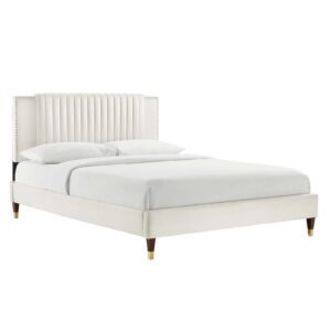 Zahra Channel Tufted Performance Velvet Queen Platform Bed By Modway - MOD-6970 - White