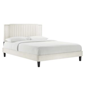 Zahra Channel Tufted Performance Velvet Queen Platform Bed By Modway - MOD-6974 - White