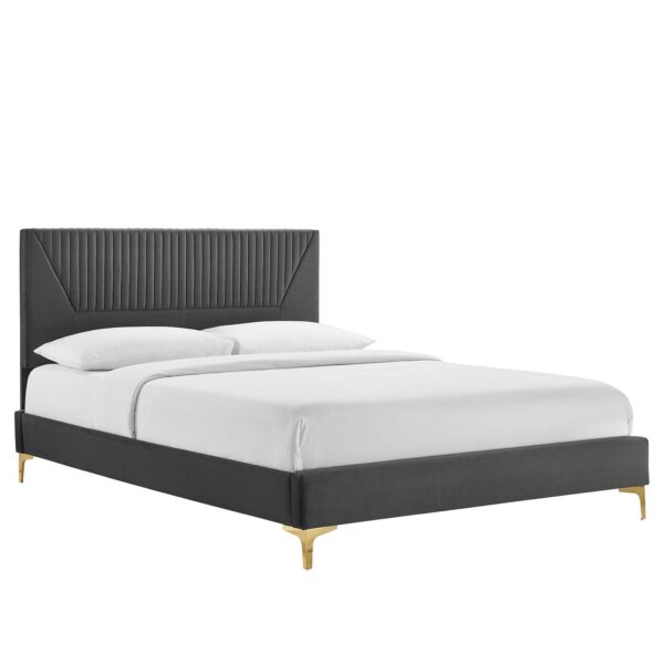 Yasmine Channel Tufted Performance Velvet Queen Platform Bed By Modway - MOD-6980 - Charcoal