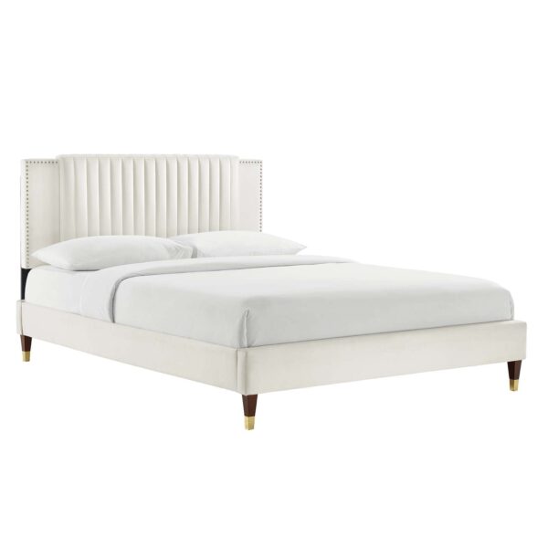 Zahra Channel Tufted Performance Velvet Twin Platform Bed By Modway - MOD-6982 - White