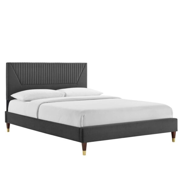 Yasmine Channel Tufted Performance Velvet Twin Platform Bed By Modway - MOD-6984 - Charcoal