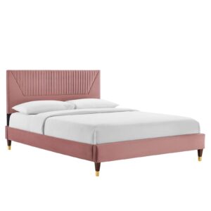 Yasmine Channel Tufted Performance Velvet Twin Platform Bed By Modway - MOD-6984 - Dusty Rose