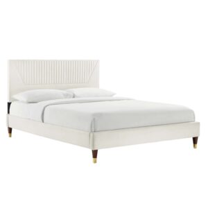 Yasmine Channel Tufted Performance Velvet Twin Platform Bed By Modway - MOD-6984 - White