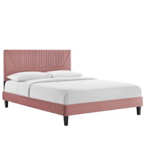Yasmine Channel Tufted Performance Velvet Twin Platform Bed By Modway - MOD-6988 - Dusty Rose