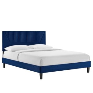 Yasmine Channel Tufted Performance Velvet Twin Platform Bed By Modway - MOD-6988 - Navy