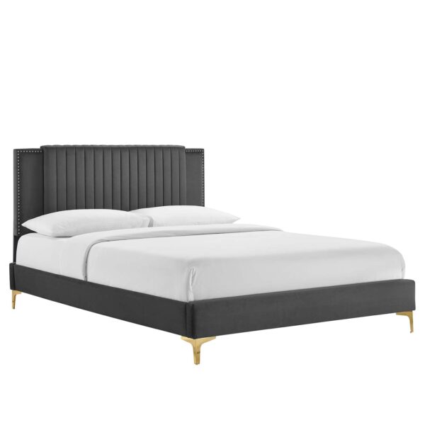 Zahra Channel Tufted Performance Velvet Twin Platform Bed By Modway - MOD-6990 - Charcoal