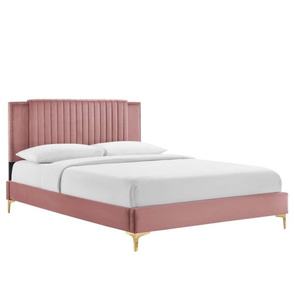 Zahra Channel Tufted Performance Velvet Twin Platform Bed By Modway - MOD-6990 - Dusty Rose