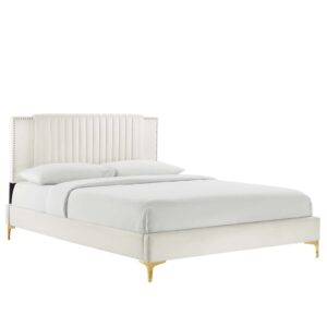 Zahra Channel Tufted Performance Velvet Twin Platform Bed By Modway - MOD-6990 - White