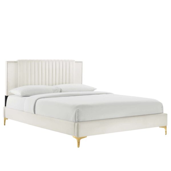 Zahra Channel Tufted Performance Velvet Twin Platform Bed By Modway - MOD-6990 - White