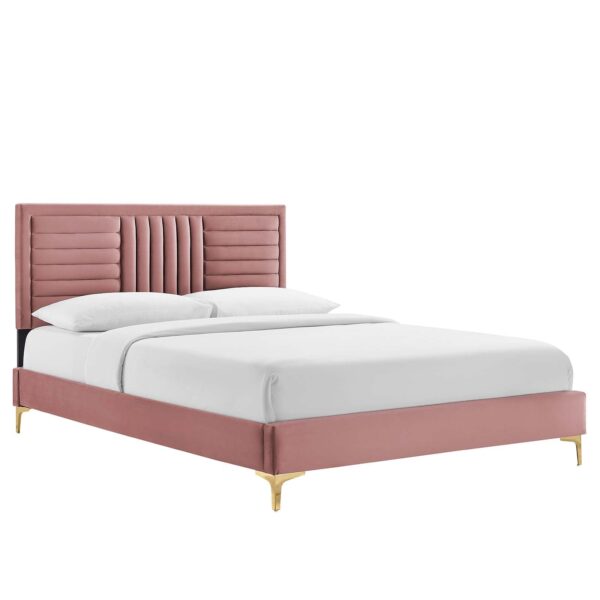Sofia Channel Tufted Performance Velvet Twin Platform Bed By Modway - MOD-6991 - Dusty Rose