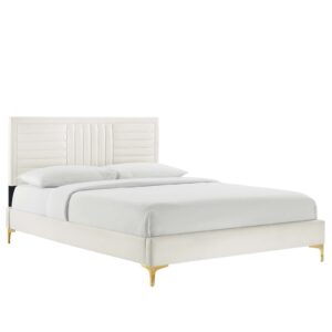 Sofia Channel Tufted Performance Velvet Twin Platform Bed By Modway - MOD-6991 - White