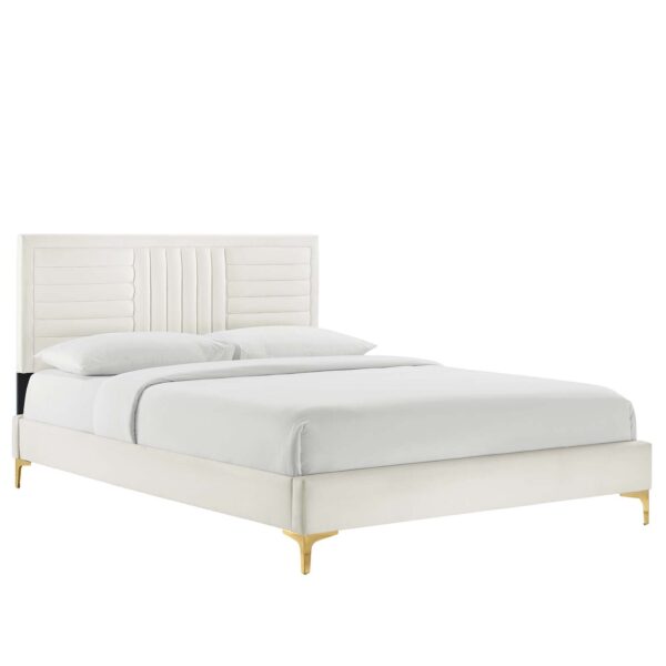 Sofia Channel Tufted Performance Velvet Twin Platform Bed By Modway - MOD-6991 - White