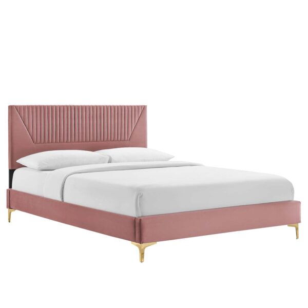Yasmine Channel Tufted Performance Velvet Twin Platform Bed By Modway - MOD-6992 - Dusty Rose