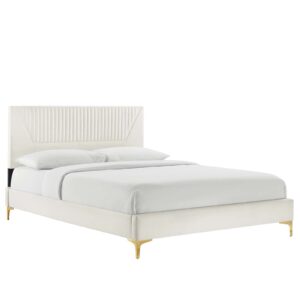 Yasmine Channel Tufted Performance Velvet Twin Platform Bed By Modway - MOD-6992 - White