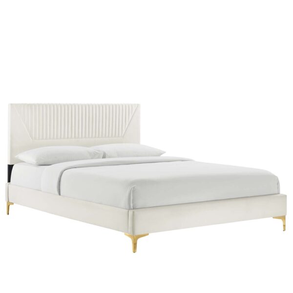 Yasmine Channel Tufted Performance Velvet Twin Platform Bed By Modway - MOD-6992 - White