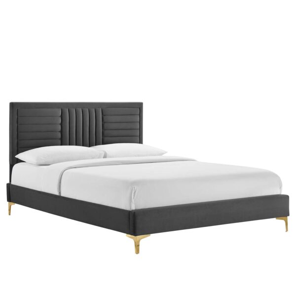 Sofia Channel Tufted Performance Velvet Full Platform Bed By Modway - MOD-7003 - Charcoal