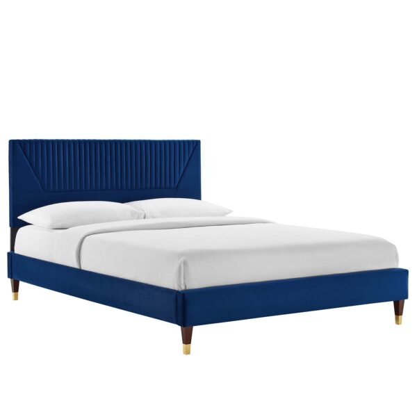 Yasmine Channel Tufted Performance Velvet King Platform Bed By Modway - MOD-7008 - Navy