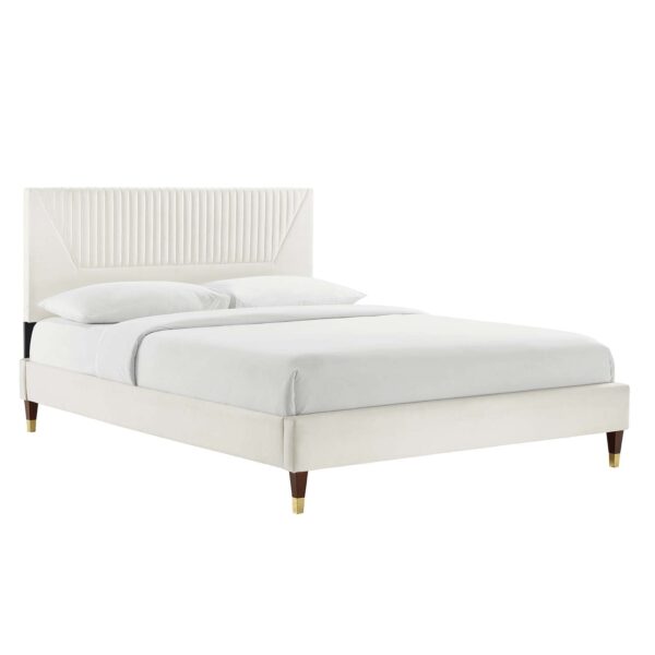 Yasmine Channel Tufted Performance Velvet King Platform Bed By Modway - MOD-7008 - White
