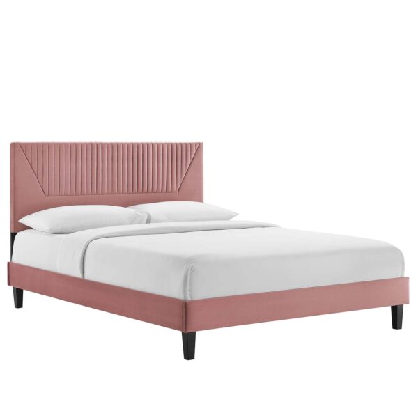 Yasmine Channel Tufted Performance Velvet King Platform Bed By Modway - MOD-7012 - Dusty Rose