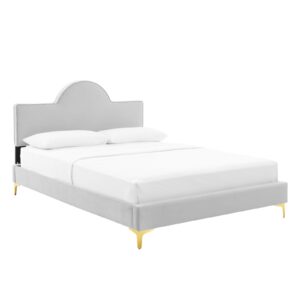 Sunny Performance Velvet Twin Bed By Modway - MOD-7027 - Light Gray