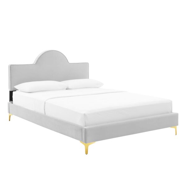 Sunny Performance Velvet Twin Bed By Modway - MOD-7027 - Light Gray