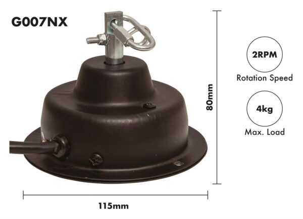 Fxlab 2 RPM Mains Powered Mirror Ball Motor with Twin Hanging Points - 4kg Load Capacity - Image 2