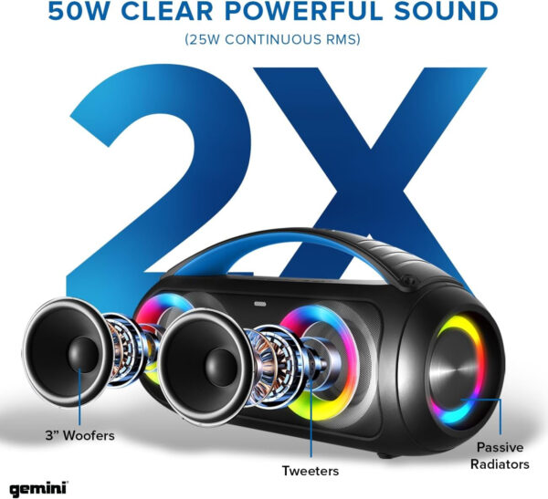 Gemini Sound GGO-230L Portable Bluetooth Speaker Waterproof - Image 3